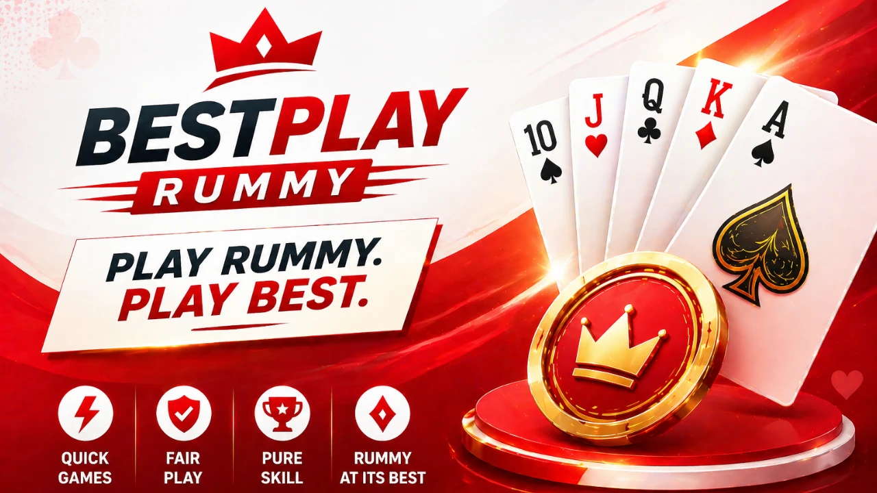 bestplayrummy.org trust snapshot with gold star chips, ivory highlights, charcoal grid lines, competitive review atmosphere, no brand marks